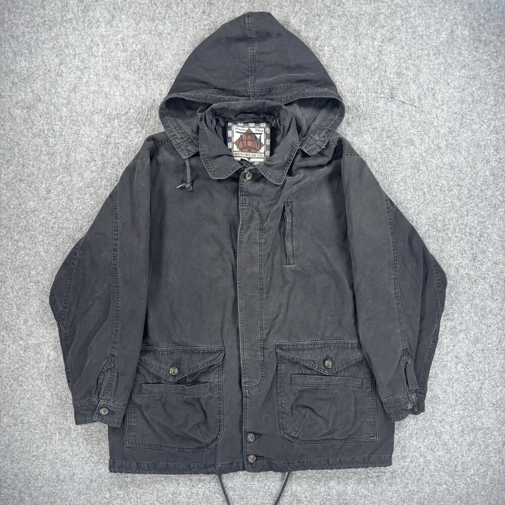 Anchor Blue ABM Menswear Hooded Cotton Field Jacket Utility Black Men’s Small